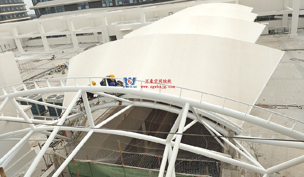 工程進(jìn)度全速推進(jìn)，PTFE膜材張拉在即！