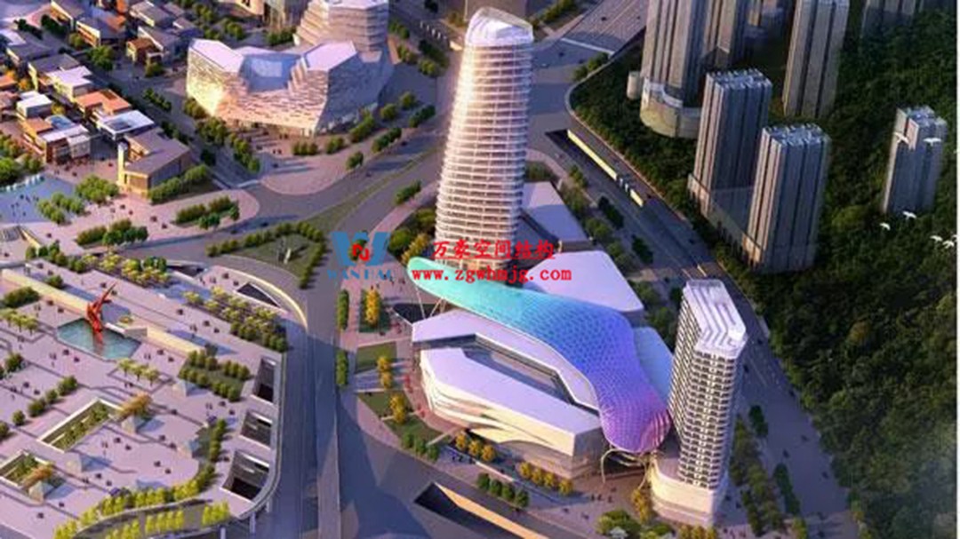 遵義高鐵新城上的一條鋼膜結構“長龍”