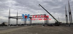 紹興西高速收費站頂棚工程鋼結構安裝中